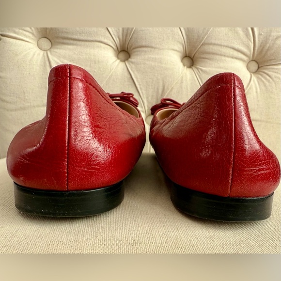 Prada Calzature Donna Red Patent Leather Tassel Ballet Flats Women Size 12 - Picture 6 of 15